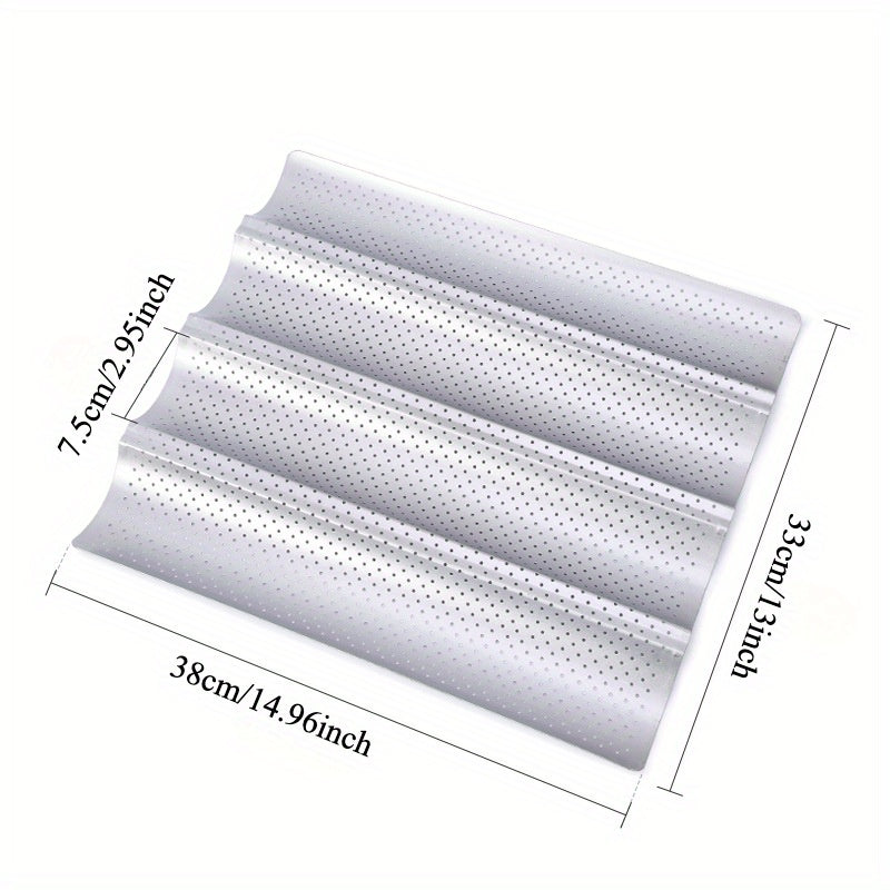 Набор из 4 антипригарных перфорированных противней для багета с закругленными углами
