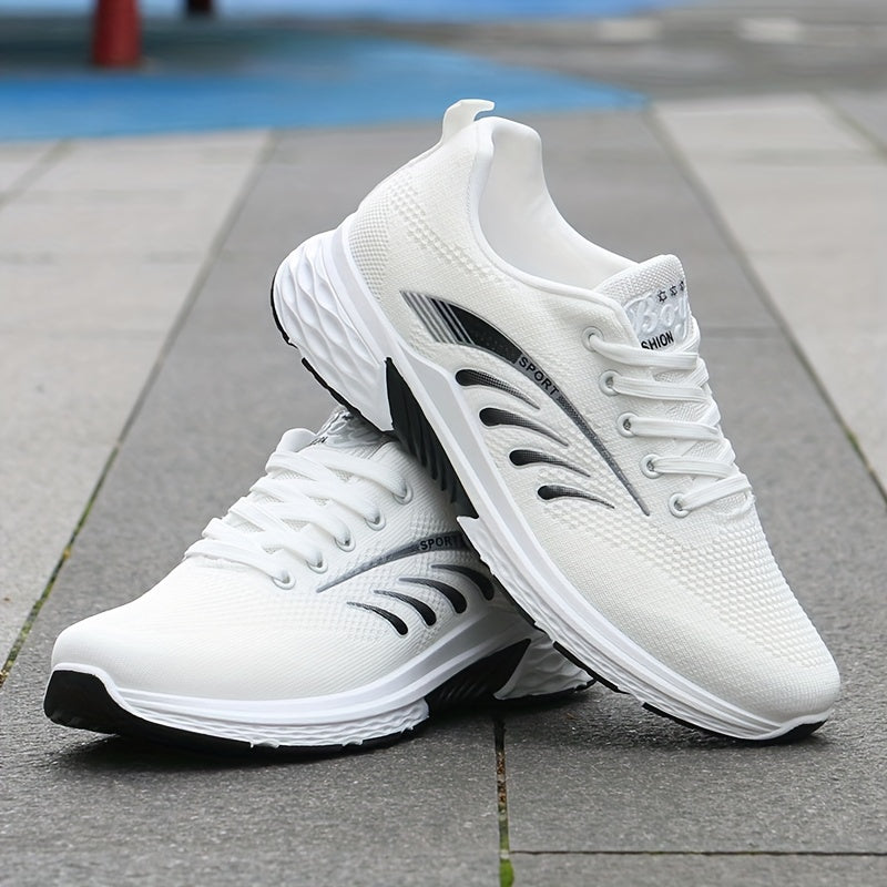Men's Mesh Striped Sneakers for Casual Sports and Outdoor Activities