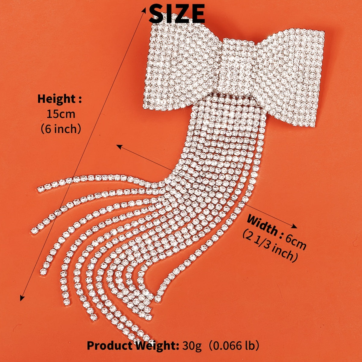 Accesorio para cabello para chicas y mujeres con borla larga, lazo de rhinestone y diseño elegante