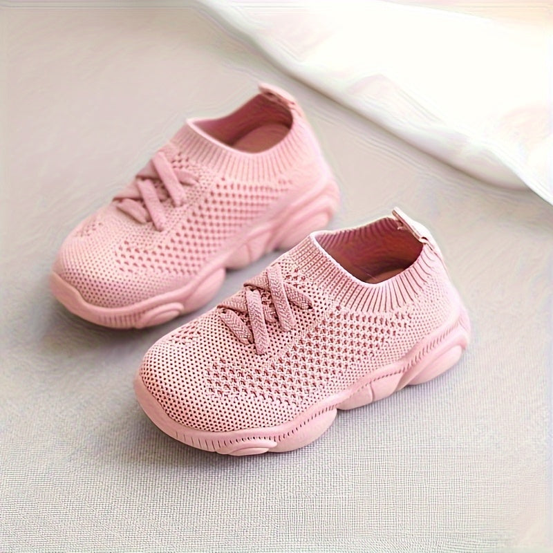 Kids Casual Sneakers Boys Girls Breathable Non-Slip Lace-Up Low Top Solid Color