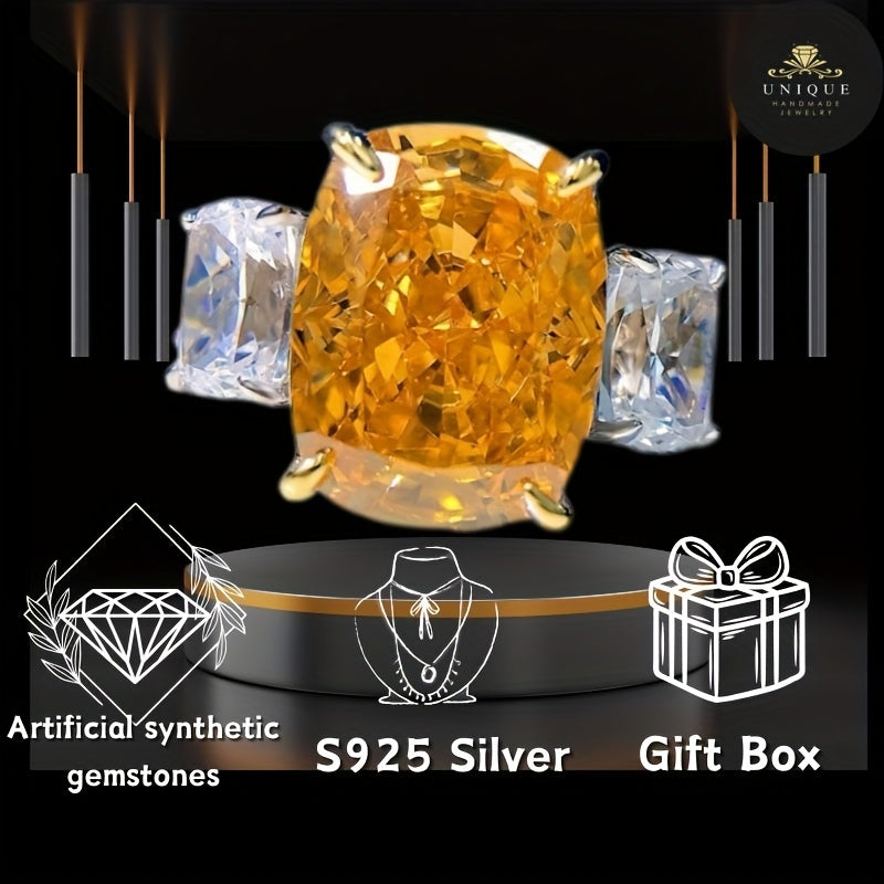 Vintage Floral Orange Rose Sterling Silver Ring with Gemstones Size 10 13