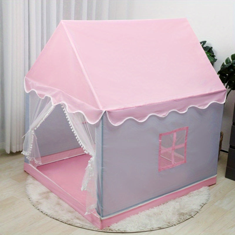 Pink Indoor Children's Tent Castle with Hanging Toy Plush Interior and Duckling Decor