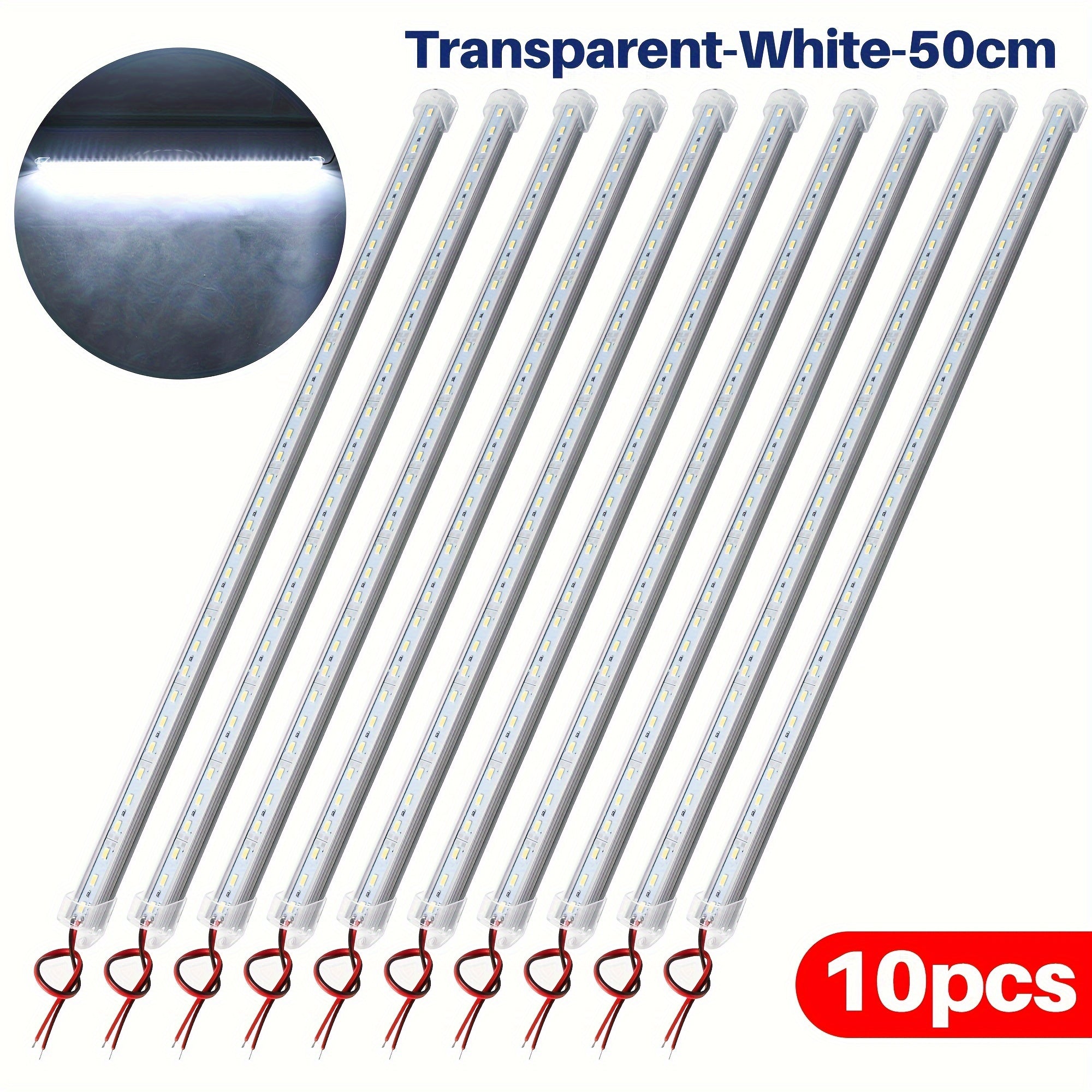 10pcs 12V LED Light Bars 30cm or 50cm with Switch for Vehicle and Trailer