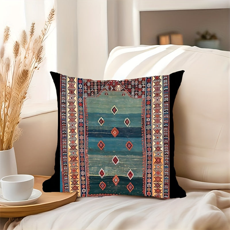 Polyester Throw Blanket 45.72x45.72 cm with Plush Texture and Turkish Kilim Design