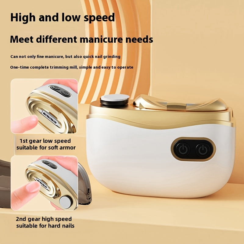 2-in-1 Electric Nail Grinder and Clipper USB Rechargeable with 400mAh Lithium Battery
