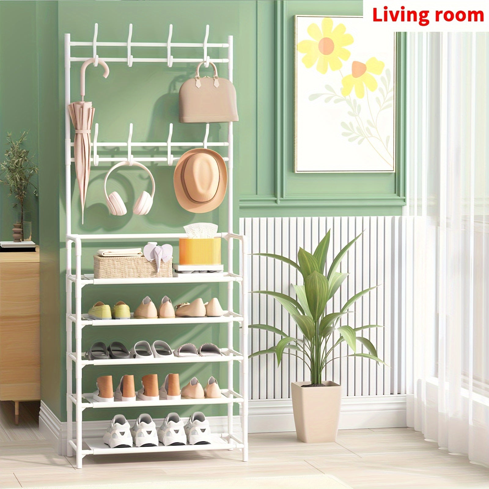 8 ta qulf bilan 5 qavatli poyabzal javoni, chidamli karbon po'lat, joyni tejovchi tashkilotchi