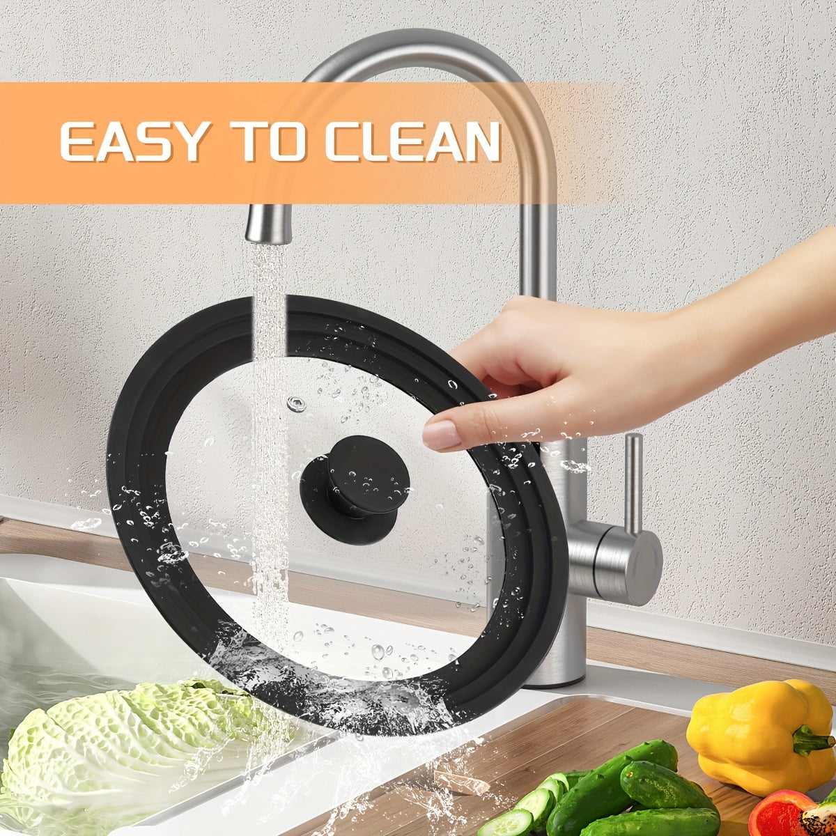 Черные универсальные силиконовые крышки: подходят для посуды, стеклянных крышек на сковородах, кастрюлях, сковородах, чугунных кастрюлях, мультиварках.