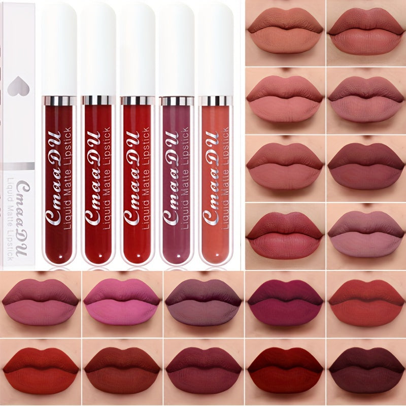 Labial líquido mate impermeable para mujer, 18 colores, hidratante, de secado rápido