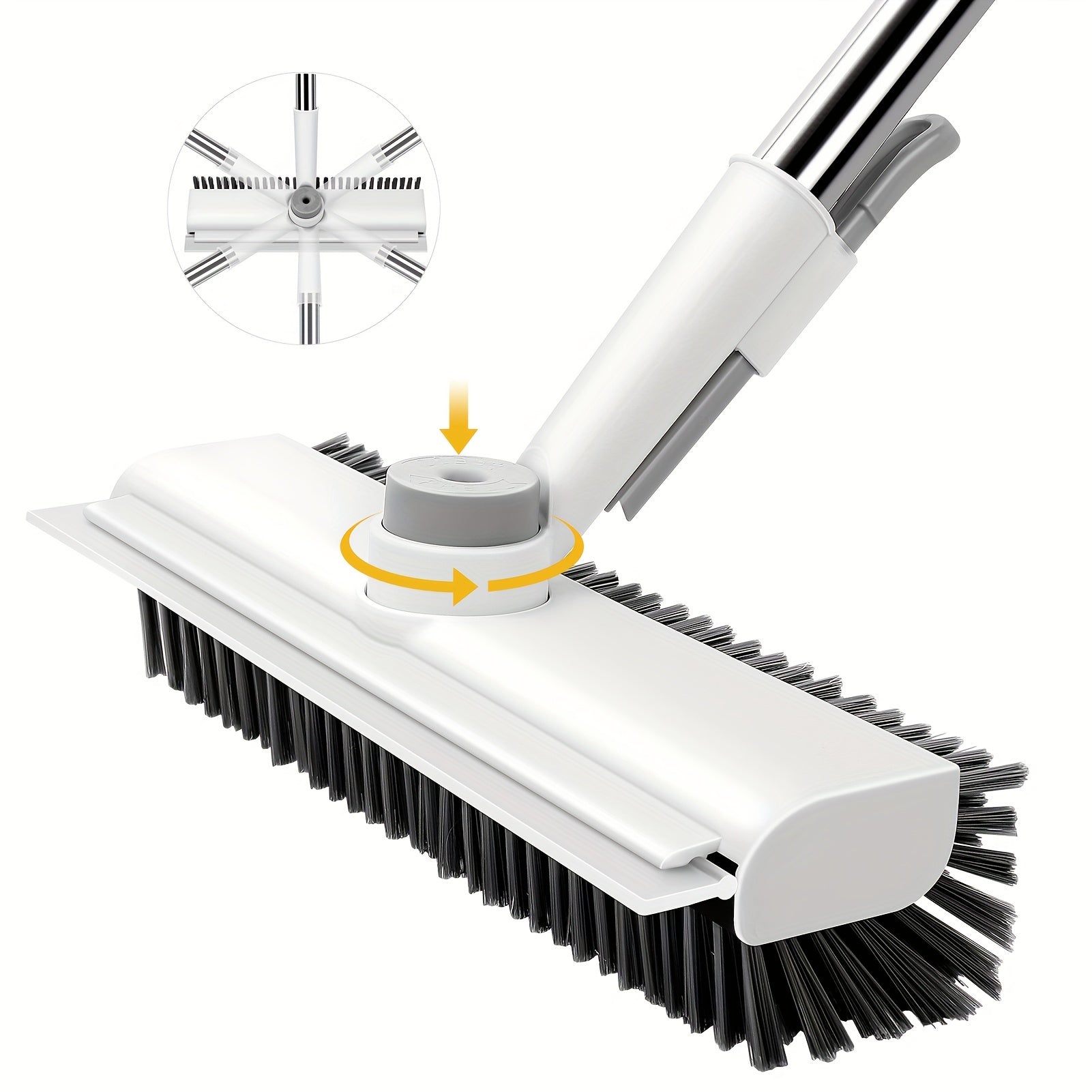 Uzoqroq cho'ziladigan pol tozalash cho'tkasi, zanglamaydigan po'latdan yasalgan tutqichi - hammom, oshxona, patio va plitka yuzalarini tozalash uchun mukammal.