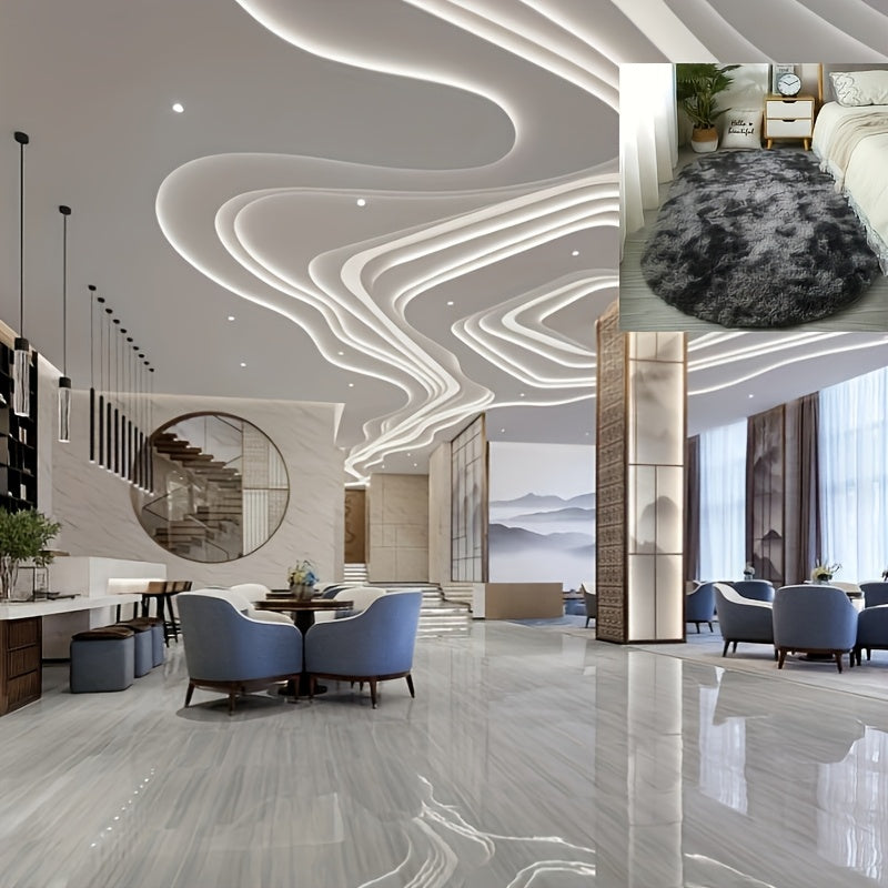 Овальный пушистый ковер с длинным ворсом, нескользящий, моющийся в машине, из полиэстера, толщиной 40 мм, для гостиной, спальни, ванной