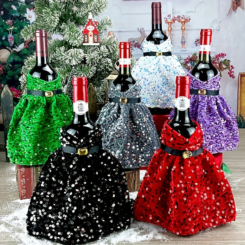 Christmas Sequin Bottle Cover for Table Decoration 12 Colors