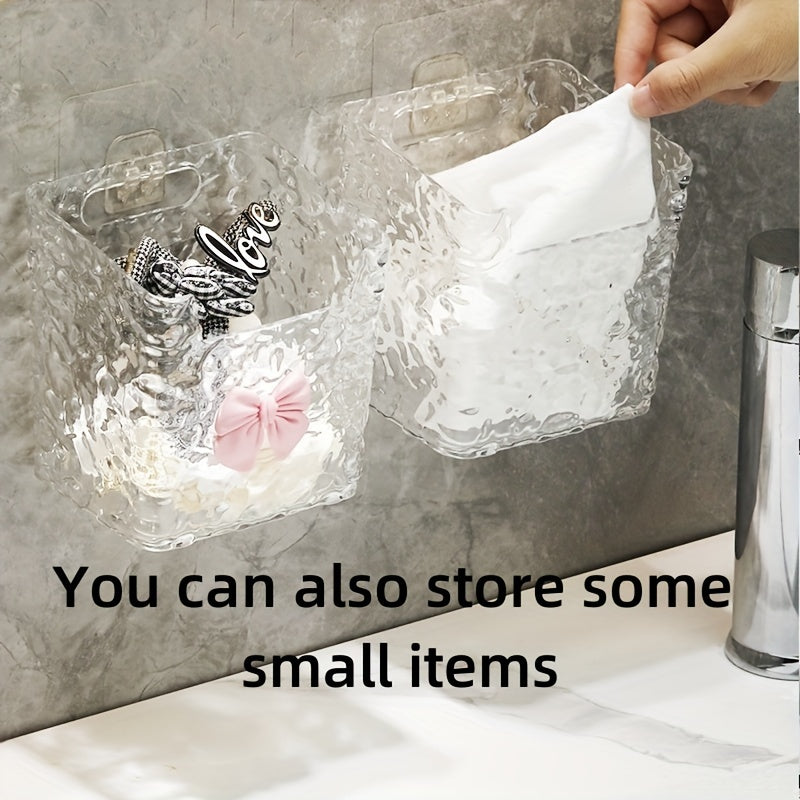 Juego de 1/2/3 cestas de almacenamiento de acrílico para montaje en pared o mesa para organización en baño y cocina