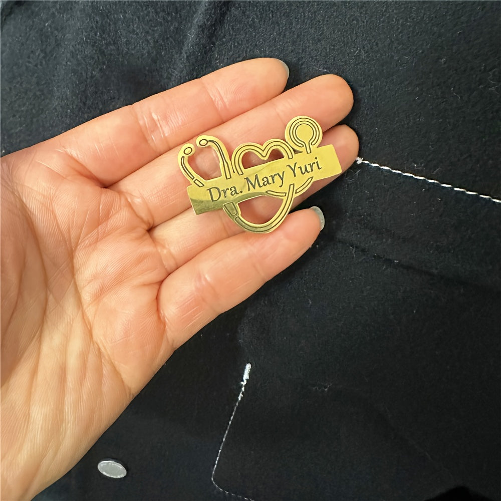 Personalized Stainless Steel Men's Brooch Engraved Name Logo Gift for Fathers Day