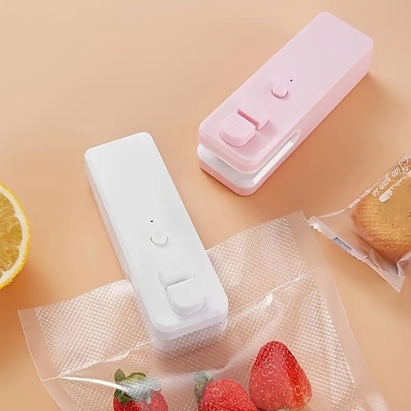 Mini oziq-ovqat sumkasi yopish va kesish uchun USB qoʻl bilan ishlash, oq va yashil barg naqshli, oshxona uchun