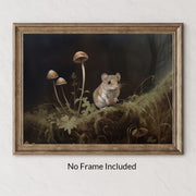 Canvas Wall Art Featuring Mouse and Mushrooms Forest Oil Painting Print 30x40 cm