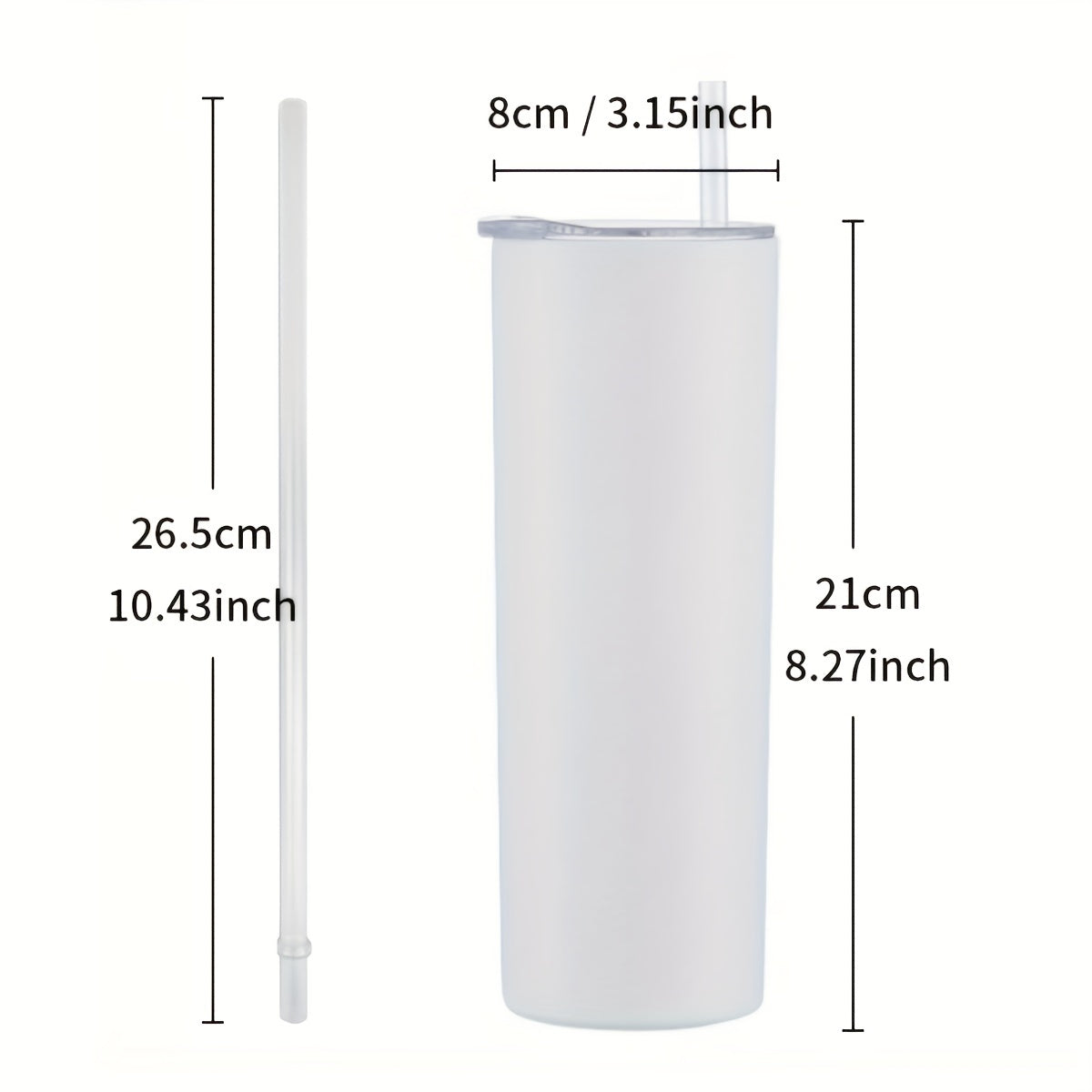 Set of 8 Stainless Steel Tumblers 20oz Leakproof Lids and Straws BPA-Free