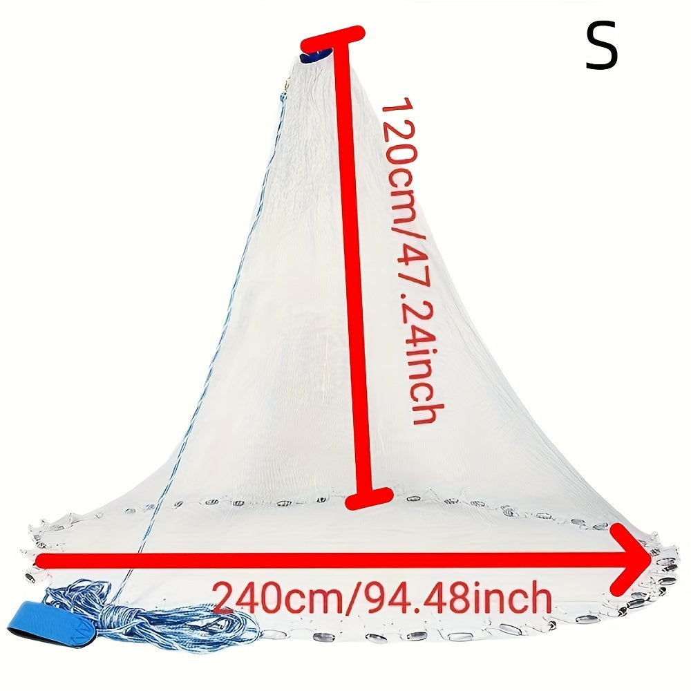 White Nylon Cast Net for All Fish Species Durable Fishing Net