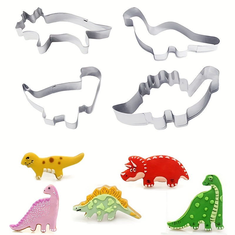 Dinosaur Cookie Cutter Set 4 Pieces for Baking Cakes Biscuits Pastries