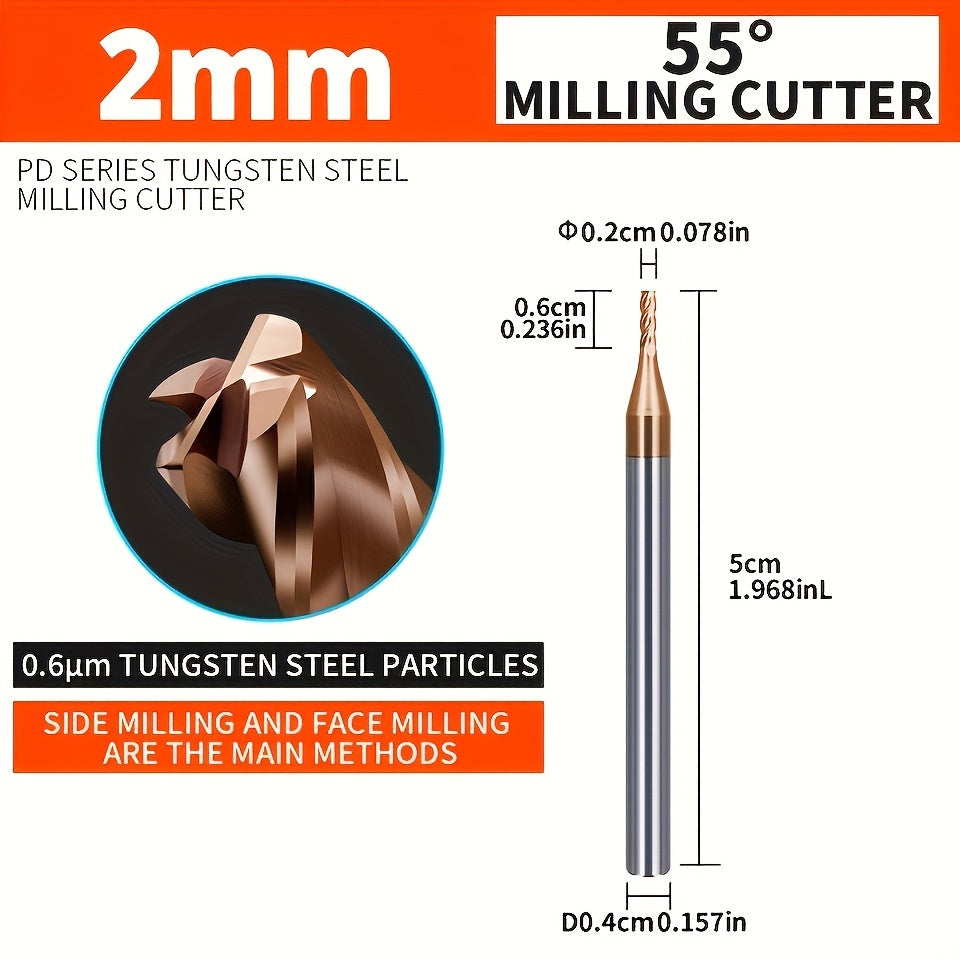 55 Degree Bronze Tungsten Steel Milling Cutter with 4 Blades Coated Carbide End Mill for CNC Machining