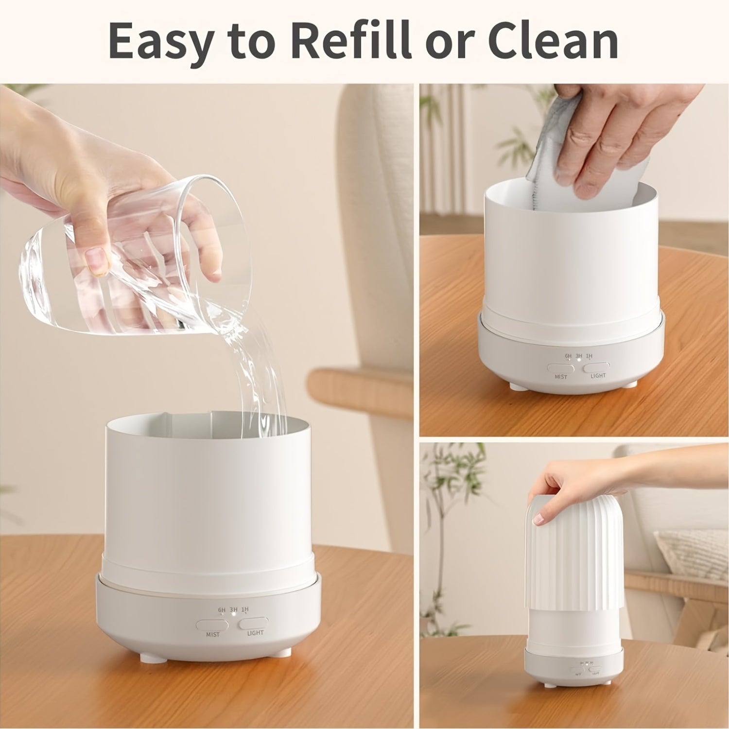 Ultrasonik namlagich 250ML LED chiroqlari bilan, jim, portativ, uy va ofis uchun