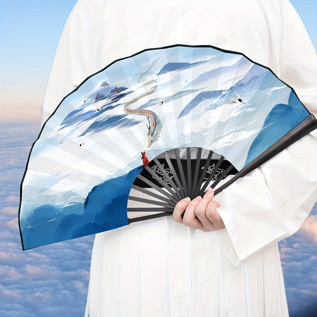 Traditional Chinese Silk Fan Folding Bamboo Fan for Men Summer Accessory