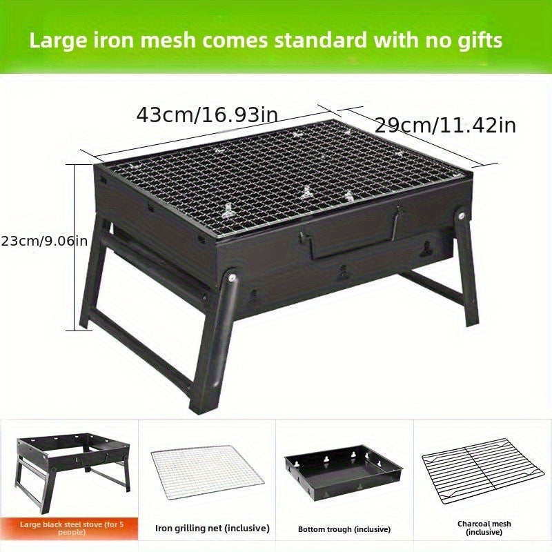 Outdoor folding charcoal BBQ grill with drawer design
