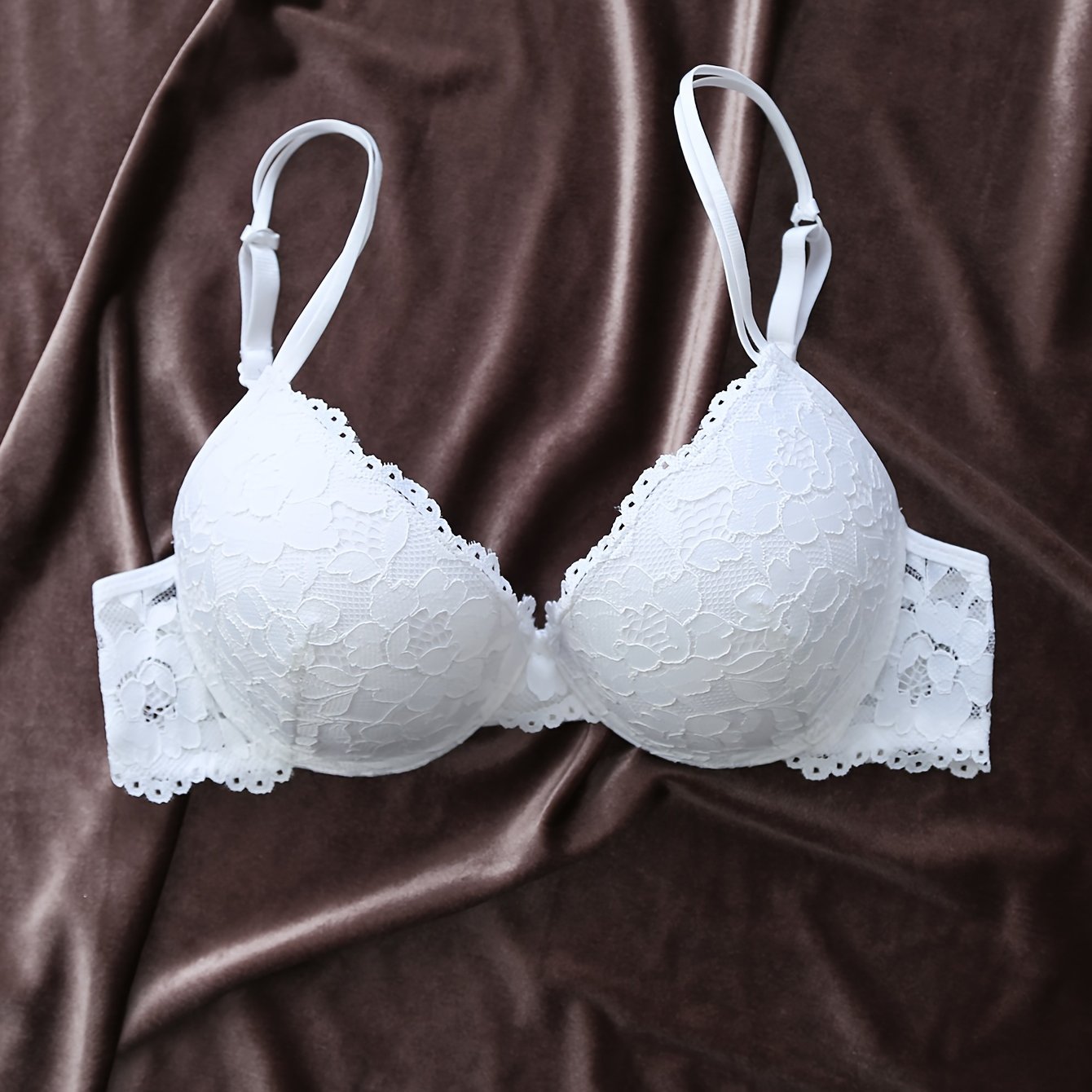 Women's Lace Bra with Thick Molded Cups Comfortable Lingerie