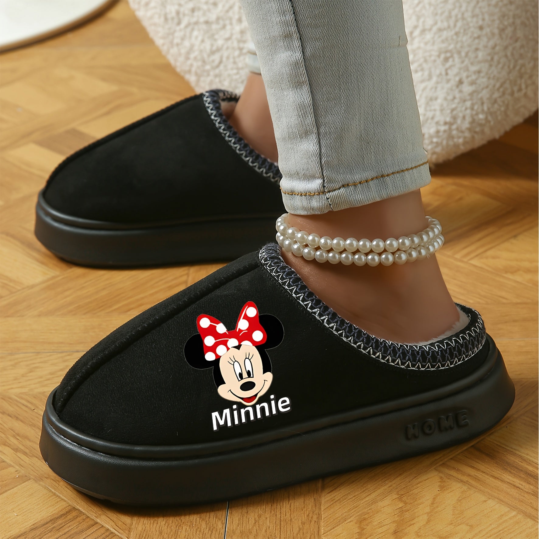 Kids Plush Slippers Artificial Fur Non-Slip Brown Beige Indoor Comfort