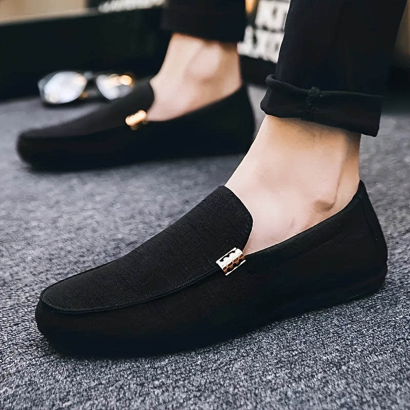 Men's Black Slip-On Loafers Non-Slip Durable Casual Outdoor Shoes