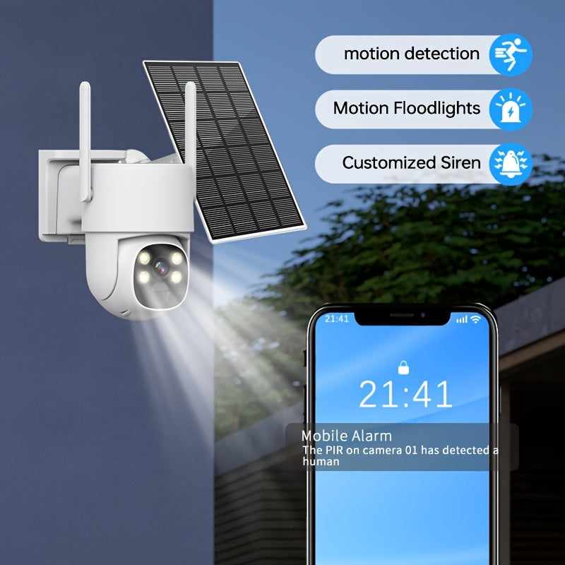 4MP Solar Wireless Outdoor Security Camera with Night Vision Two-Way Audio Motion Detection