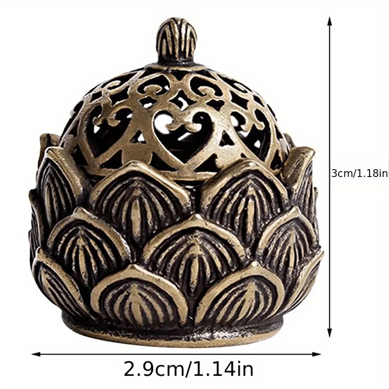 Mini Hollow Lotus Incense Burner Antique Bronze Indoor Decor Incense Holder