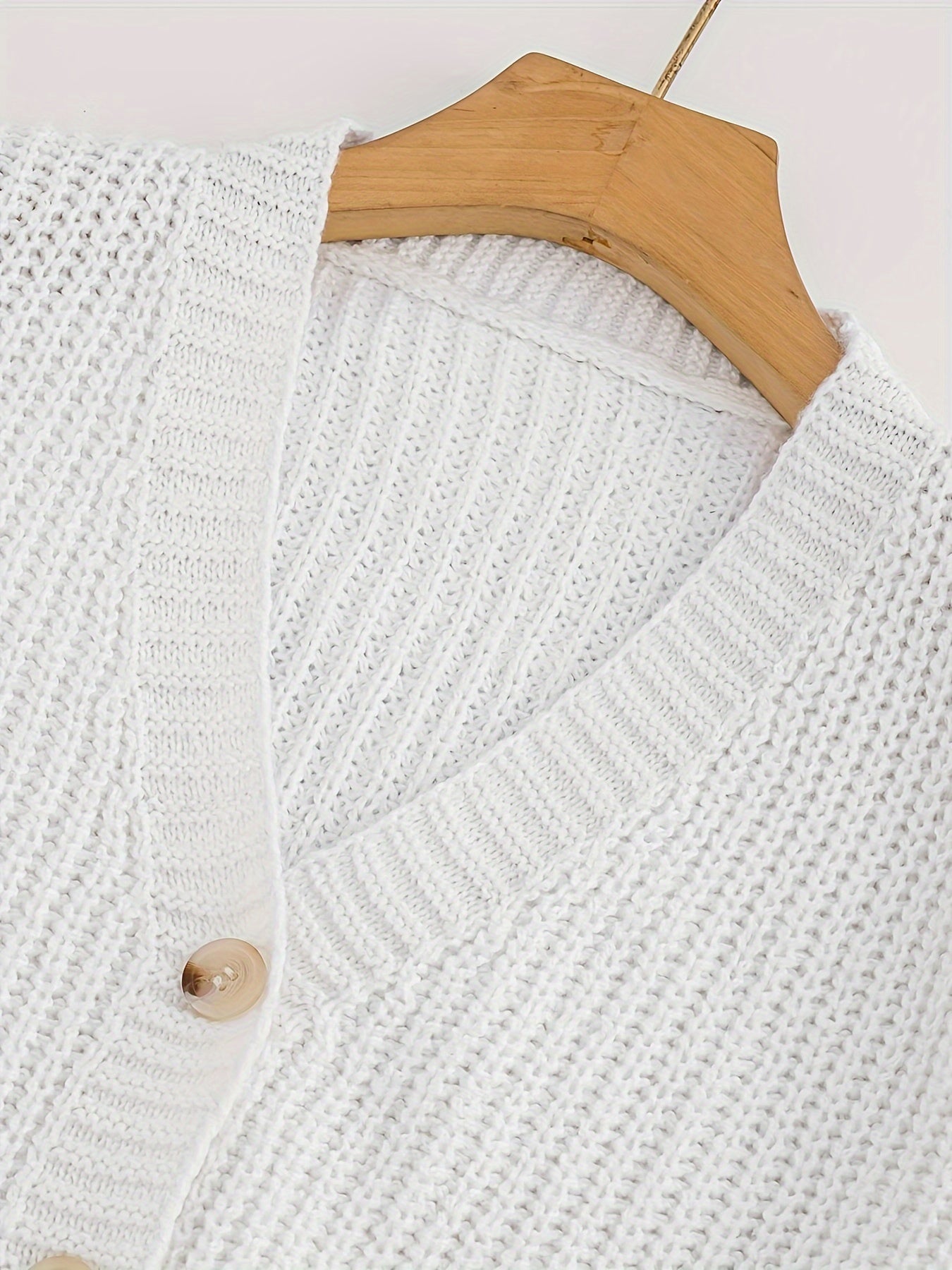 Women's Knit Cardigan Fall Winter Drop Shoulder Ribbed Button Solid Polyester