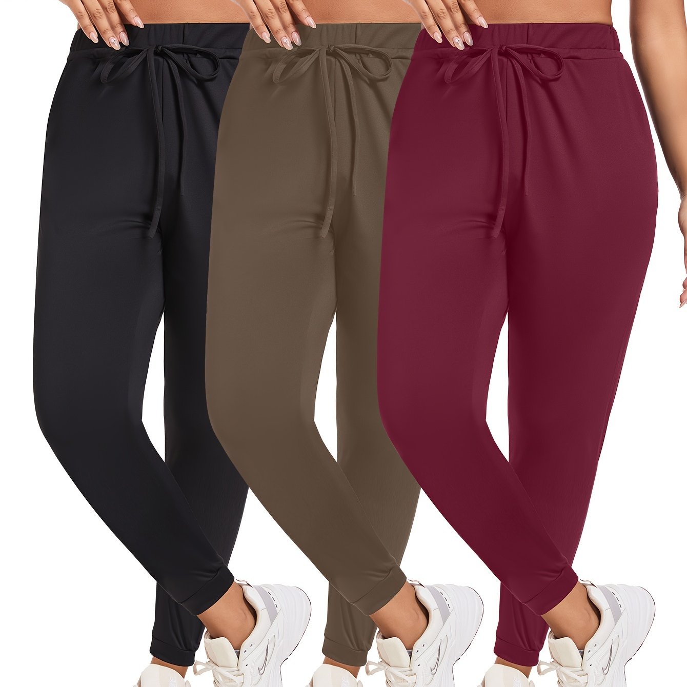 Women's Large Yoga Leggings Set 3 Piece Casual Drawstring Sports Easy Wear