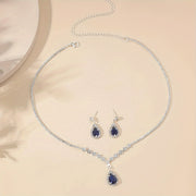 European and American Zirconia Claw Chain Necklace and Earrings Set for Wedding Party Gift