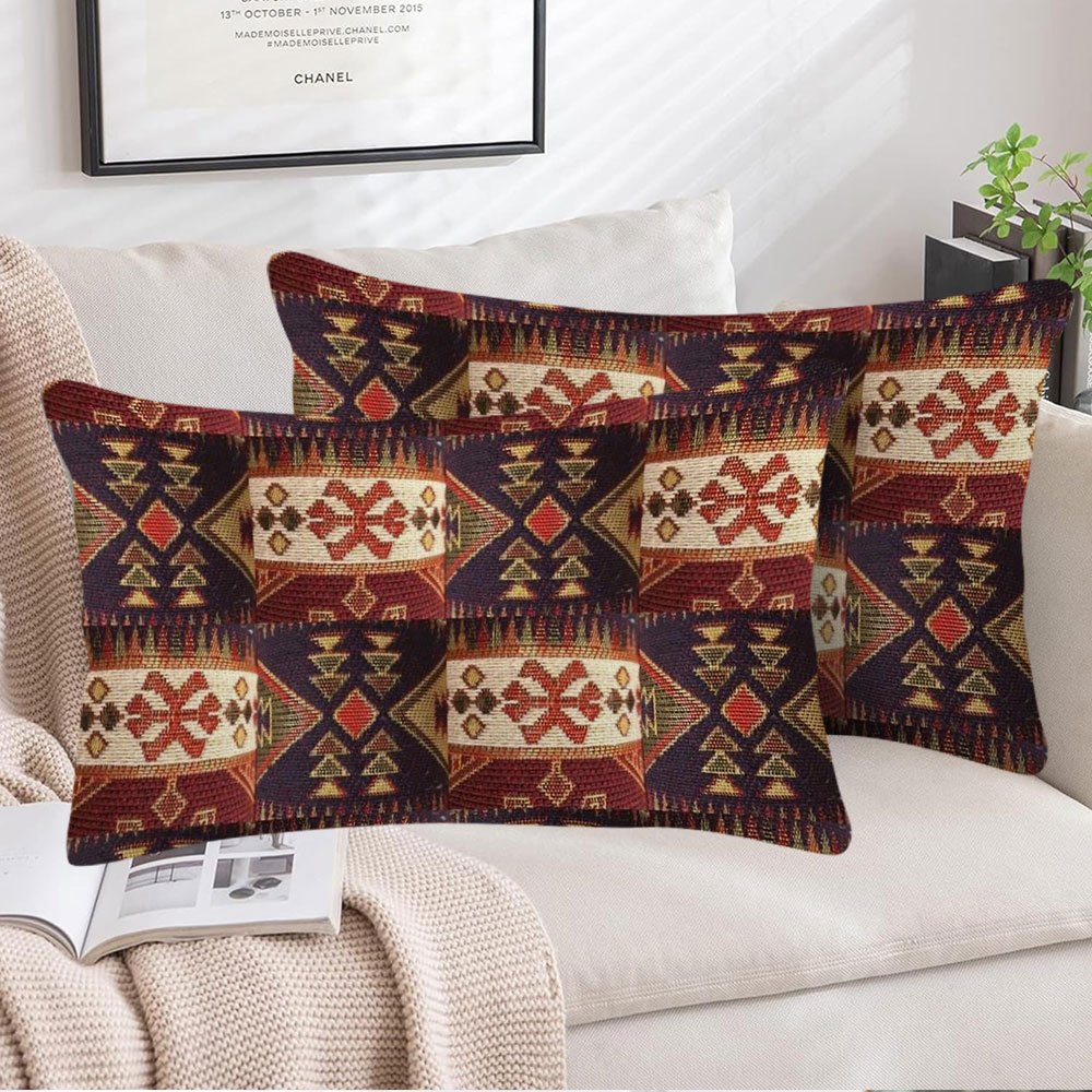 Fundas de cojín boho chic de doble cara con patchwork étnico, 30x50 cm, suave felpa