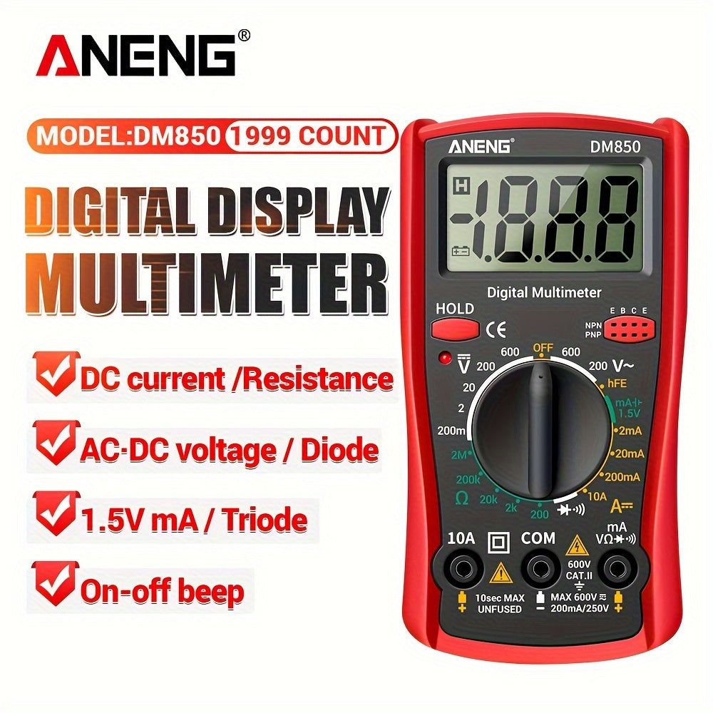 Digital Multimeter Automatic 1999 Counts AC/DC Voltage Ohm Current Tester