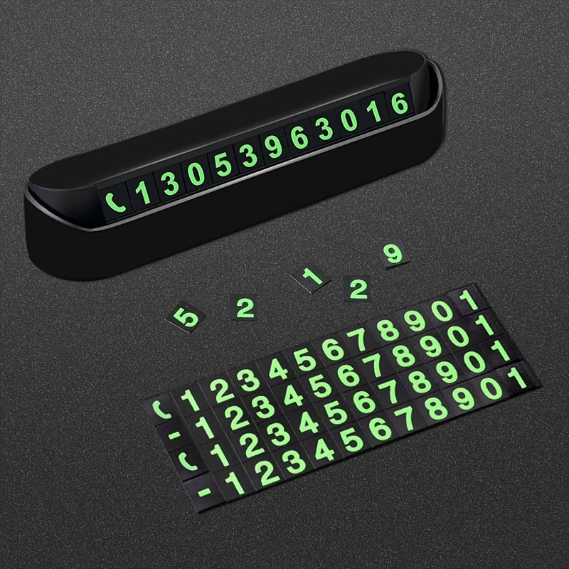 Durable PP Material Luminous Car Dashboard Phone Number Plate Universal Fit