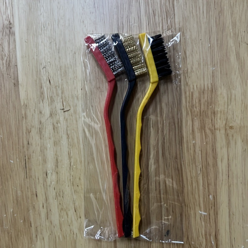 Набор из 3 мини-щеток из нержавеющей стали для удаления ржавчины, латунных щеток для чистки и полировки, металлический проволочный инструмент.