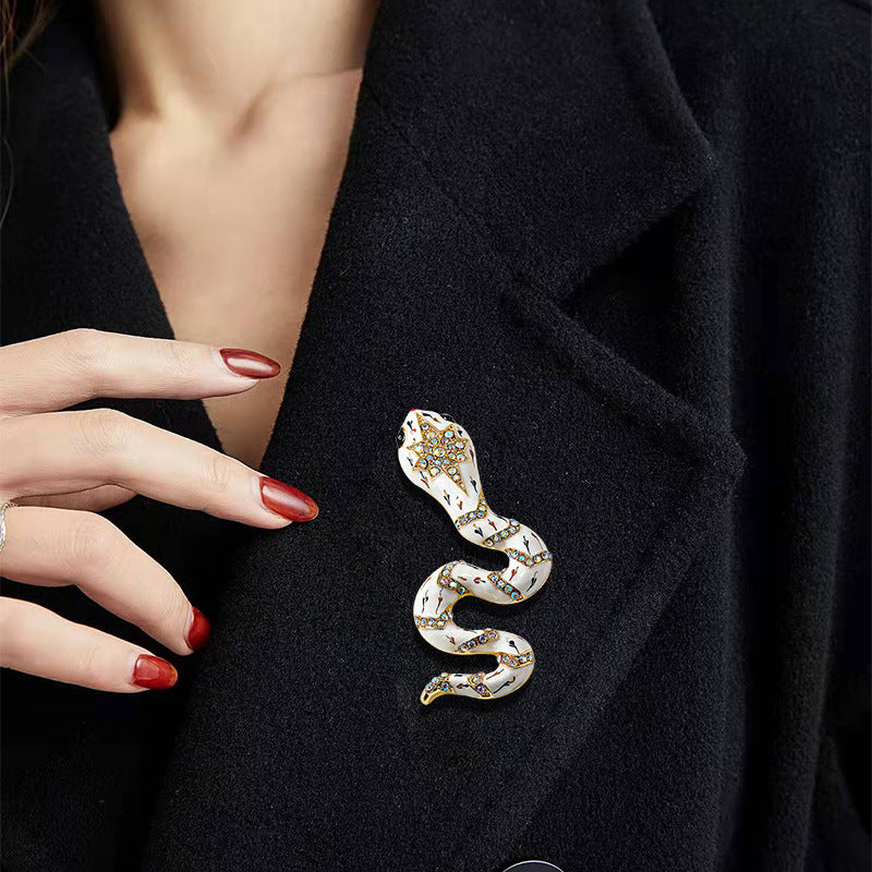 Enamel Snake Brooch Animal Pin Corsage Jewelry Gift for Women
