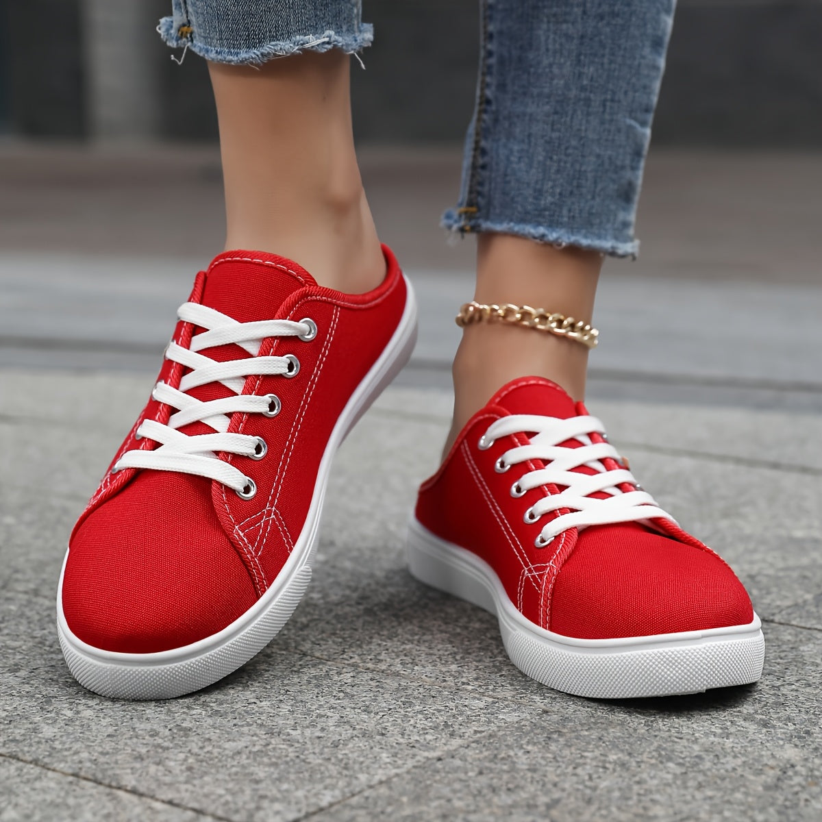 Ayollar uchun slip-on kundalik poyabzal nafas oladigan mato, sirpanmaydigan taglik, qora, oq, pushti