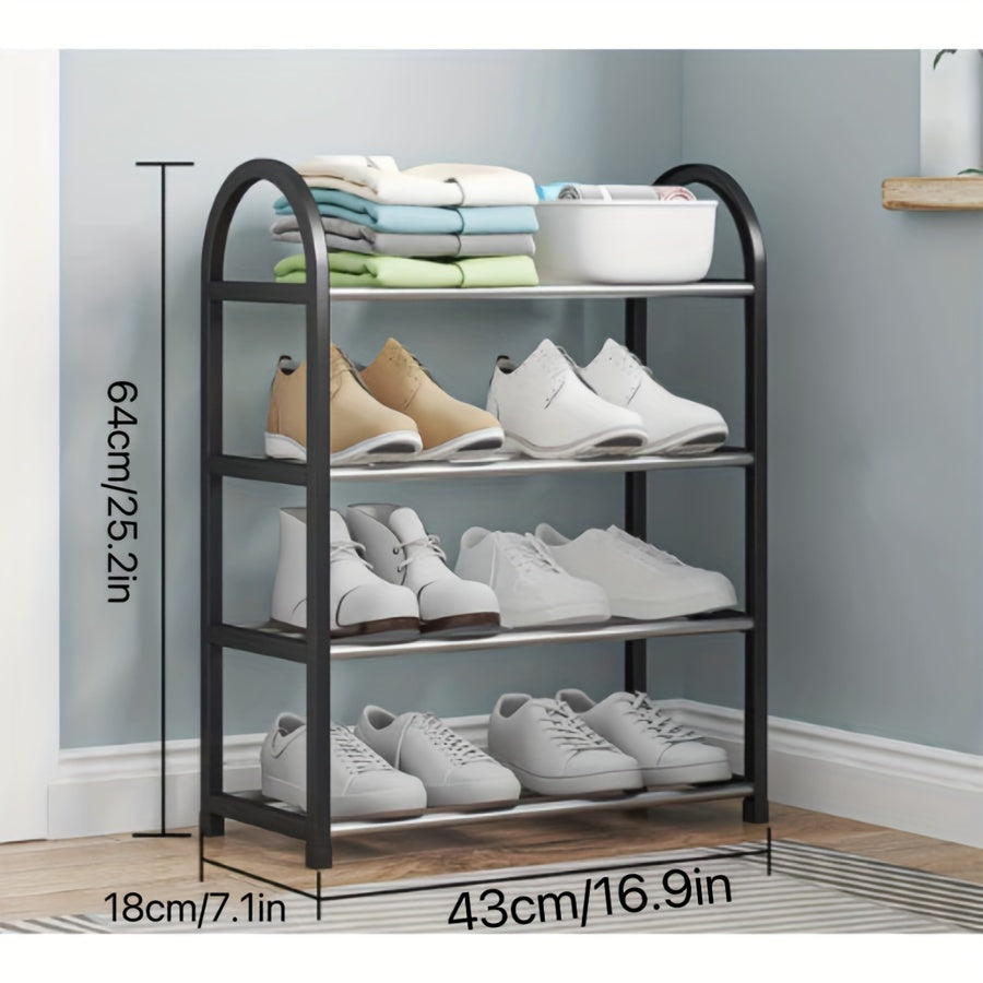 Stainless Steel 4-Tier Shoe Rack for Entryway Closet Storage