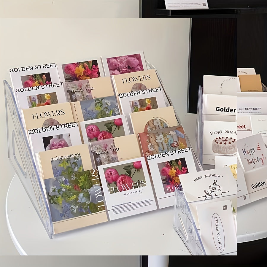 Clear Plastic Greeting Card Holder for Flower and Gift Shops Display Stand for Holiday Cards