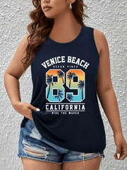 Women's Off-Shoulder Sleeveless Vest Top Breathable Stretchy Graphic Print