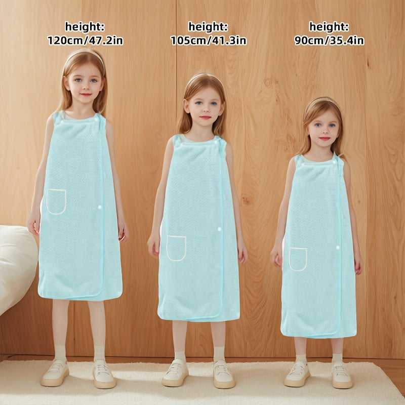 Kids' Microfiber Pineapple Check Shower Towel with Pocket for Boys and Girls