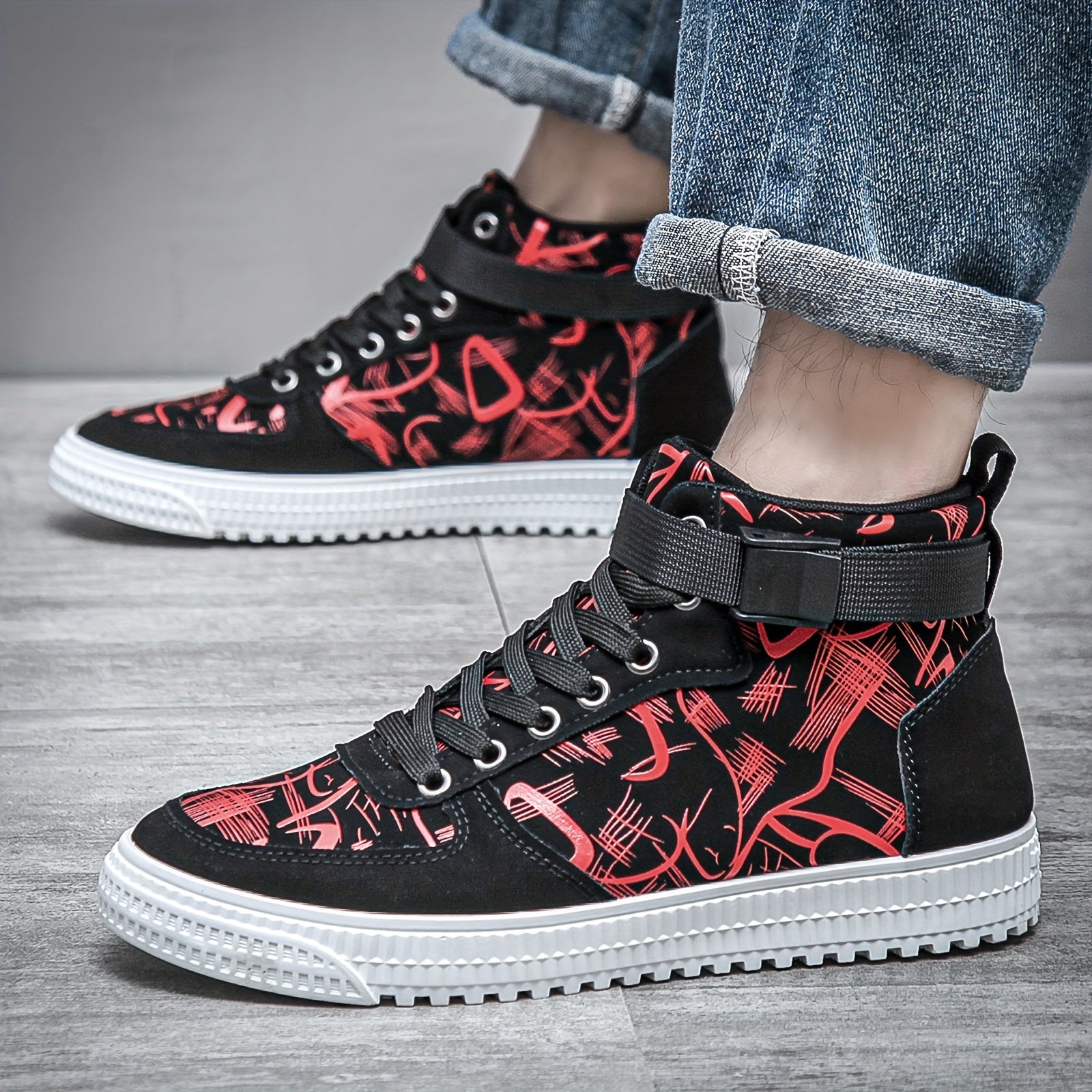 Мужские высокие кеды для скейтбординга, повседневные кроссовки на шнуровке с ПВХ подошвой