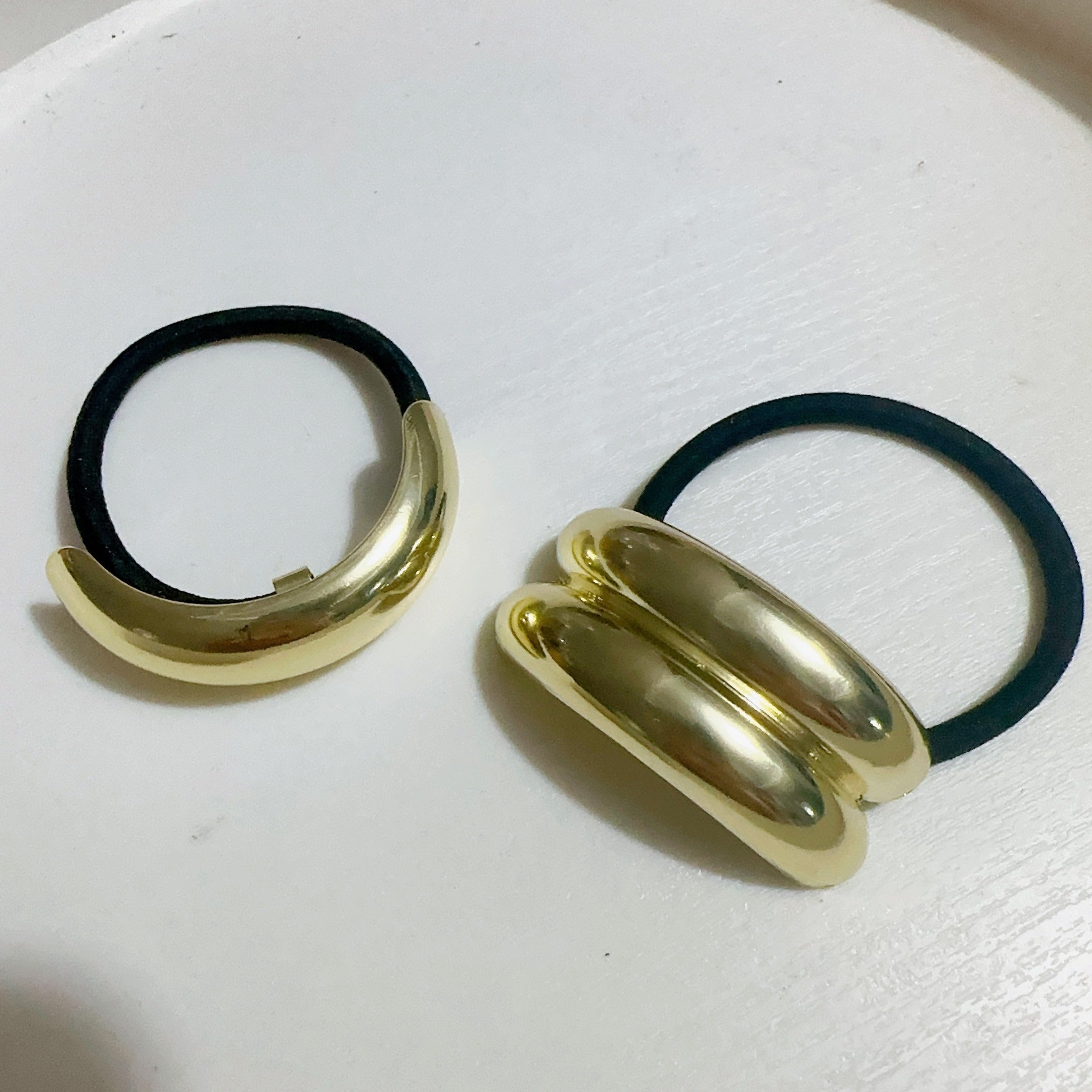 Set of 3 Gold Alloy Hair Ties for Women and Girls Elastic Ponytail Holders Stylish Updos