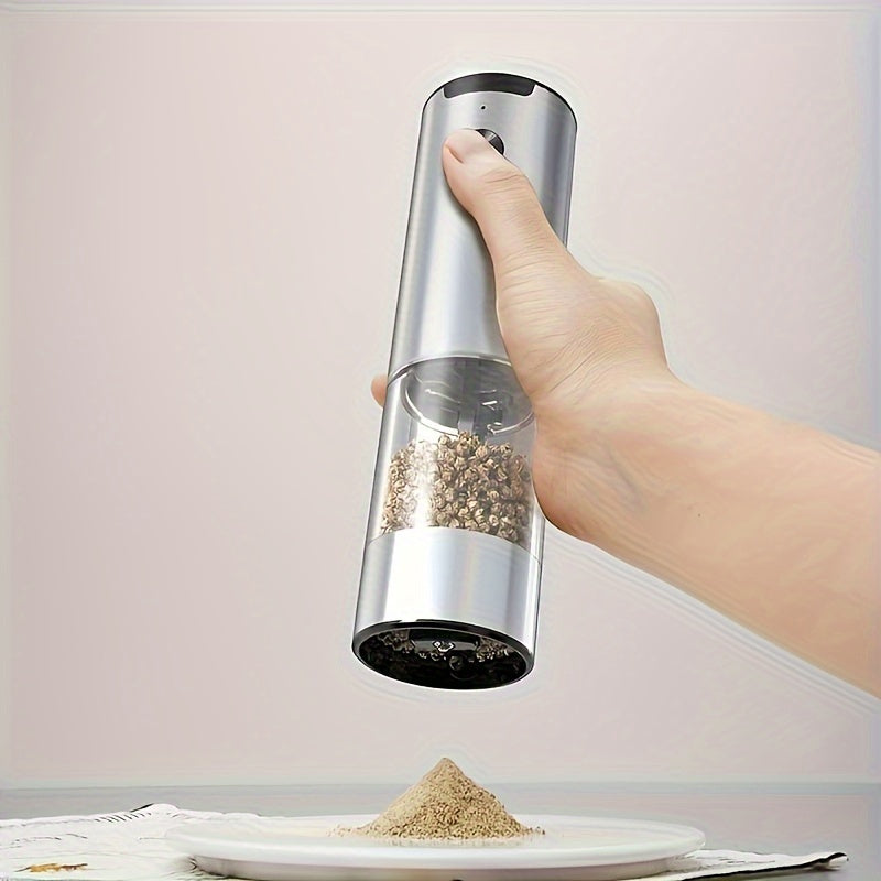 2-Piece Electric Salt and Pepper Grinder Set Stainless Steel Battery-Operated