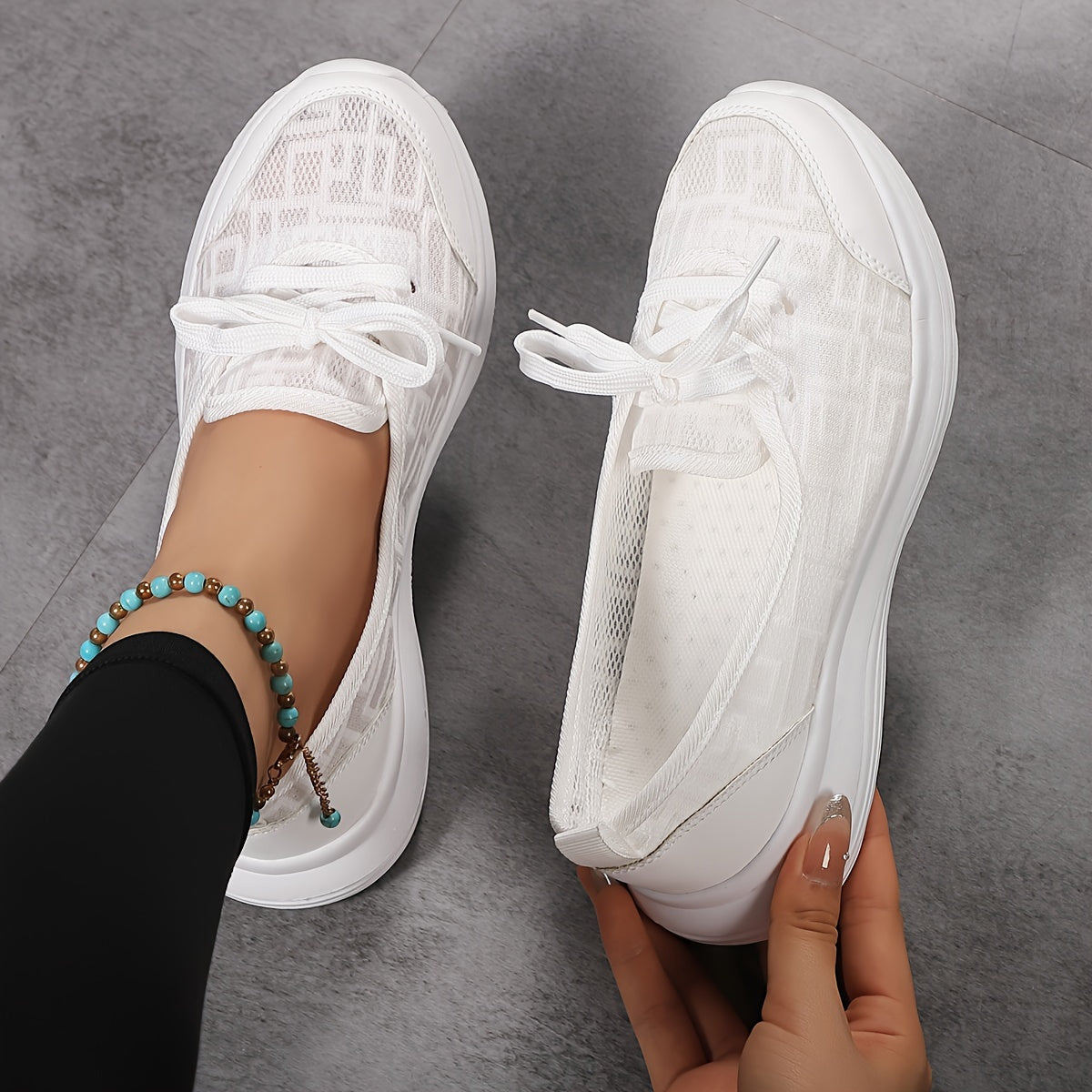 Women's Mesh Slip-On Sneakers Breathable Lightweight Flat Shoes 35-42