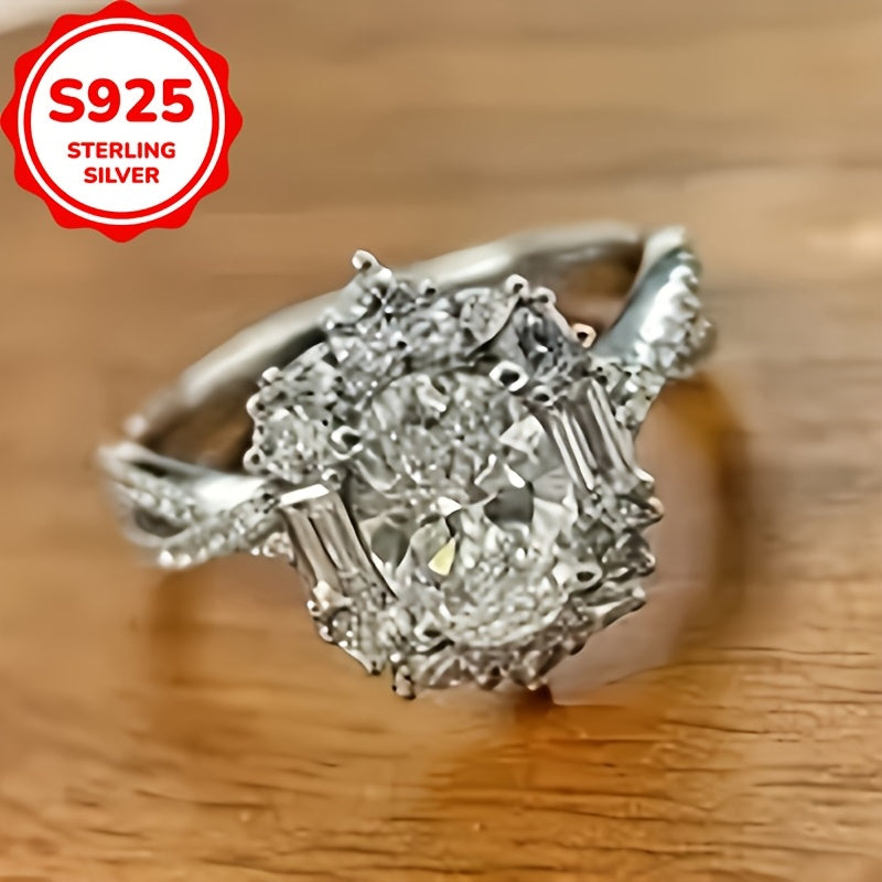 Sterling Silver Goose Egg Shaped Engagement Ring for Women Proposal Wedding Jewelry