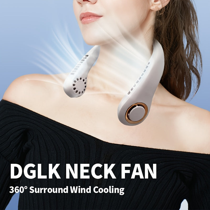 Portable Neck Fan with Ice-Cool Technology, Quiet Turbo Motor, USB Rechargeable for Indoor Outdoor Use